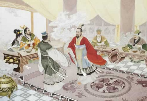 屈原(右)怒斥張儀(左) 屈原(右)怒斥張儀(左)