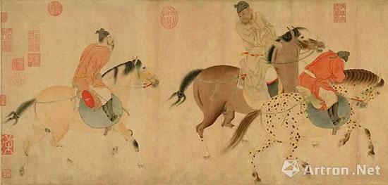 元 任仁發《五王醉歸圖》(局部) 元 任仁發《五王醉歸圖》(局部)