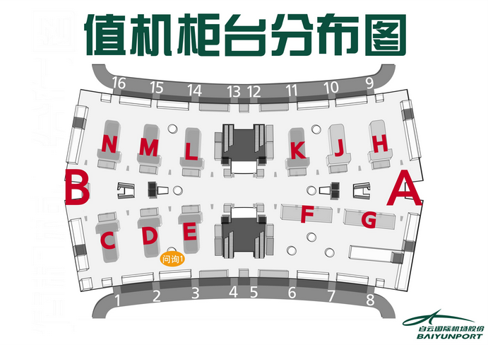 值機櫃檯分布圖 值機櫃檯分布圖
