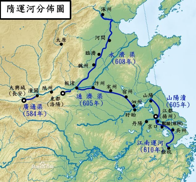 隋運河分布圖 隋運河分布圖