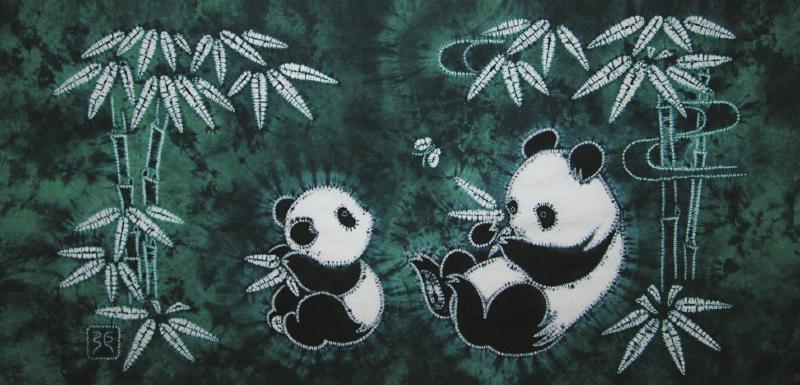 張曉平自貢扎染作品《熊貓》 張曉平自貢扎染作品《熊貓》
