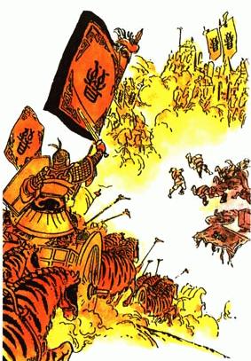 城濮之戰-晉軍馬披虎皮猛衝楚軍 城濮之戰-晉軍馬披虎皮猛衝楚軍