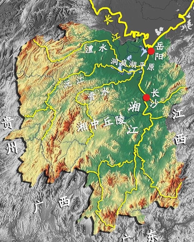 湖南省的地形水系圖 湖南省的地形水系圖