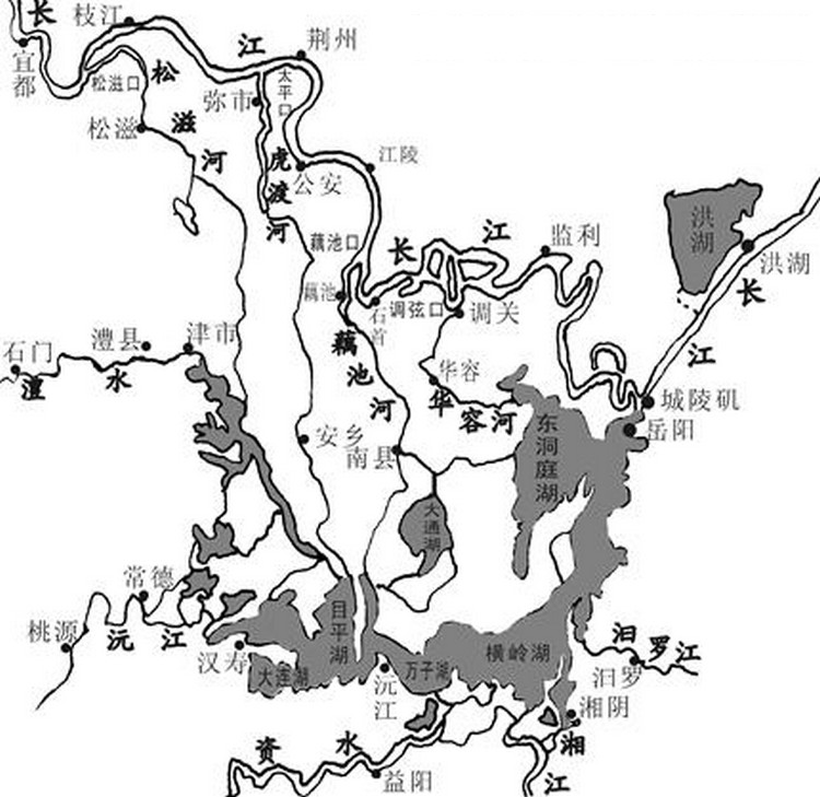 洞庭湖和上下水系的連通關係圖 洞庭湖和上下水系的連通關係圖