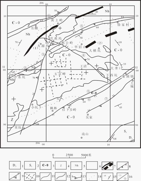 三清山地質公園主要斷裂分布圖 三清山地質公園主要斷裂分布圖