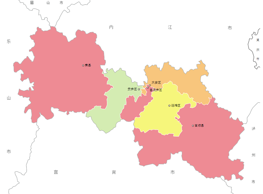 自貢市行政區劃圖(2018年) 自貢市行政區劃圖(2018年)