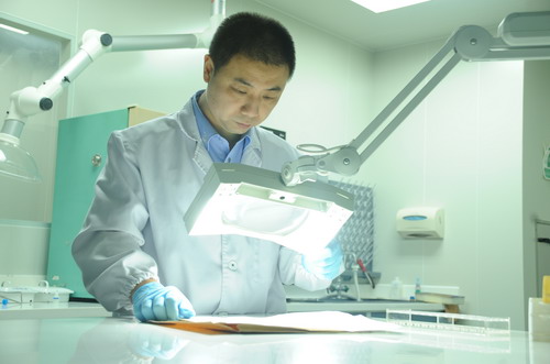 法醫正在做物證和痕跡分析 法醫正在做物證和痕跡分析
