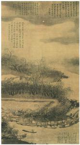 夏圭.西湖柳艇圖