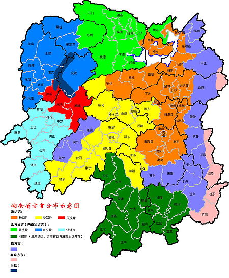 湖南方言分布圖 湖南方言分布圖