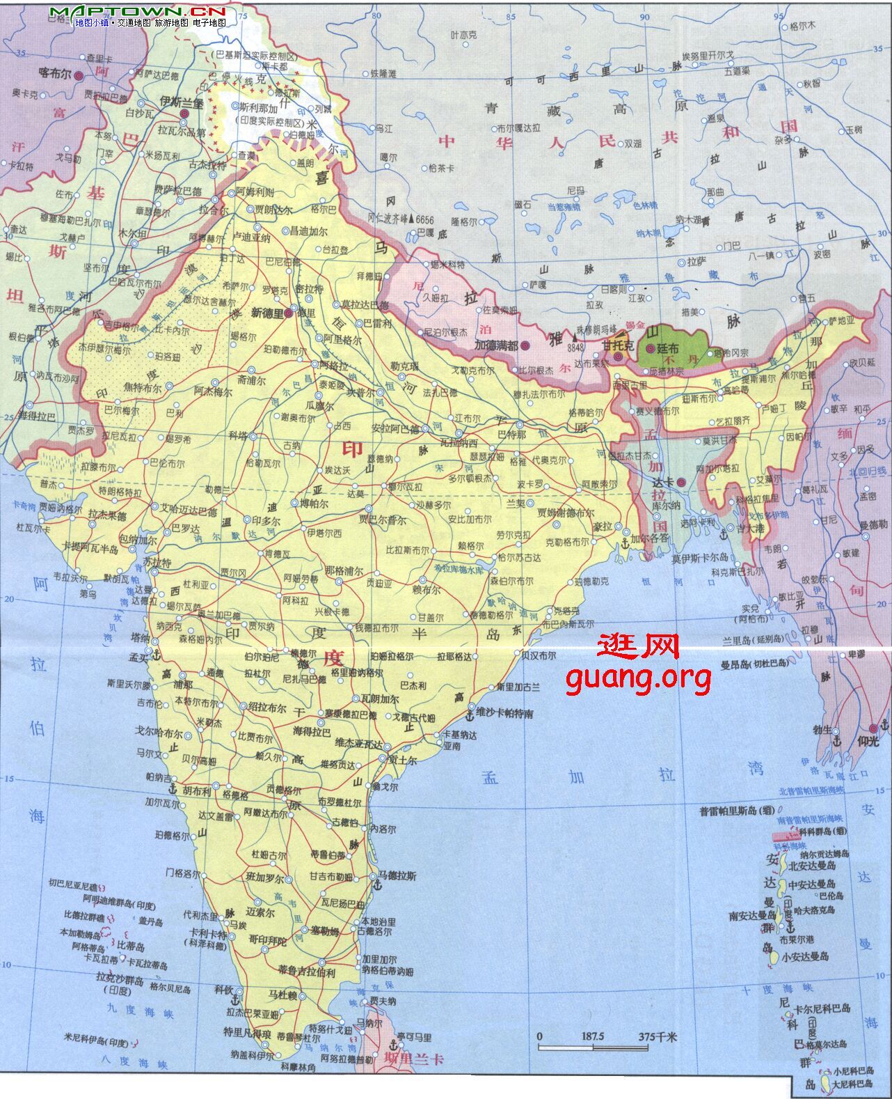 印度地圖 印度地圖