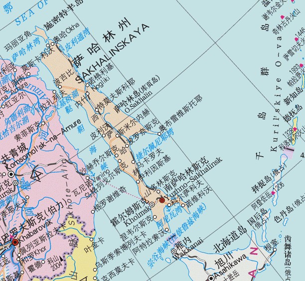 薩哈林州地圖 薩哈林州地圖
