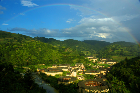 排布最密集的土樓群--南靖河坑土樓群 排布最密集的土樓群--南靖河坑土樓群