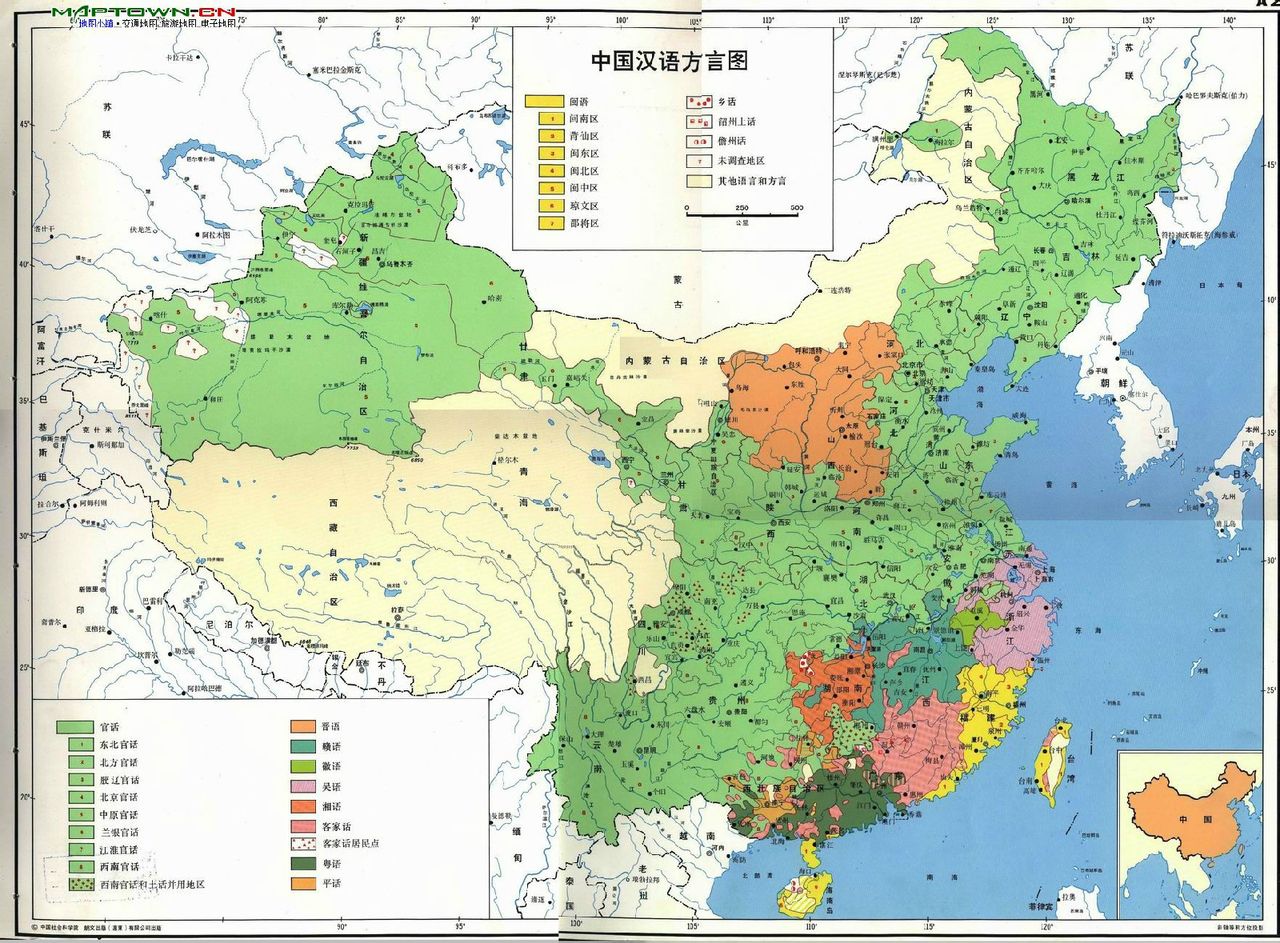 中國方言分布圖 中國方言分布圖