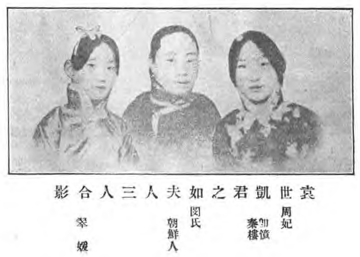 袁世凱之如夫人周妃、閔氏、翠媛三人合影 袁世凱之如夫人周妃、閔氏、翠媛三人合影