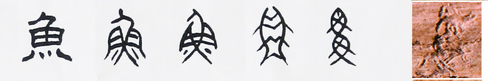 自左向右:隸書-小篆-金文-甲骨文-骨刻文 自左向右:隸書-小篆-金文-甲骨文-骨刻文