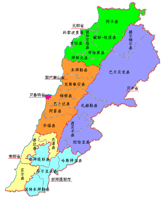 黎巴嫩行政區劃 黎巴嫩行政區劃