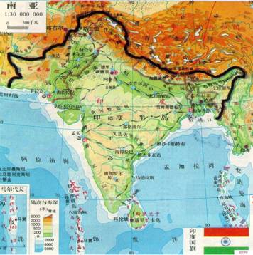 南亞次大陸地形圖 南亞次大陸地形圖