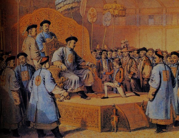 英使訪華時托馬斯·斯當東單膝參拜乾隆帝 英使訪華時托馬斯·斯當東單膝參拜乾隆帝