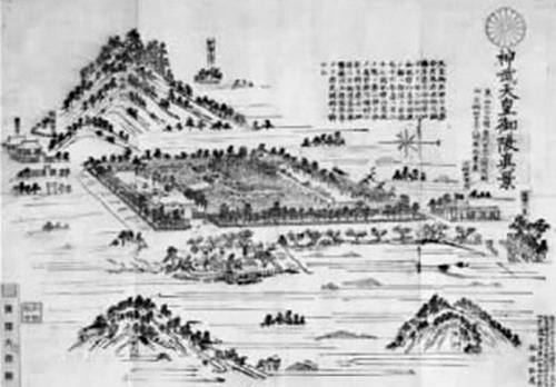 古人繪製的日本第一代天皇陵園外景圖 古人繪製的日本第一代天皇陵園外景圖