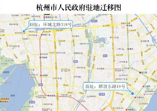杭州市人民政府駐地遷移圖 杭州市人民政府駐地遷移圖
