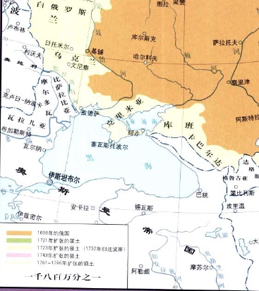 沙皇俄國侵占奧斯曼帝國領土和屬地示意圖 沙皇俄國侵占奧斯曼帝國領土和屬地示意圖