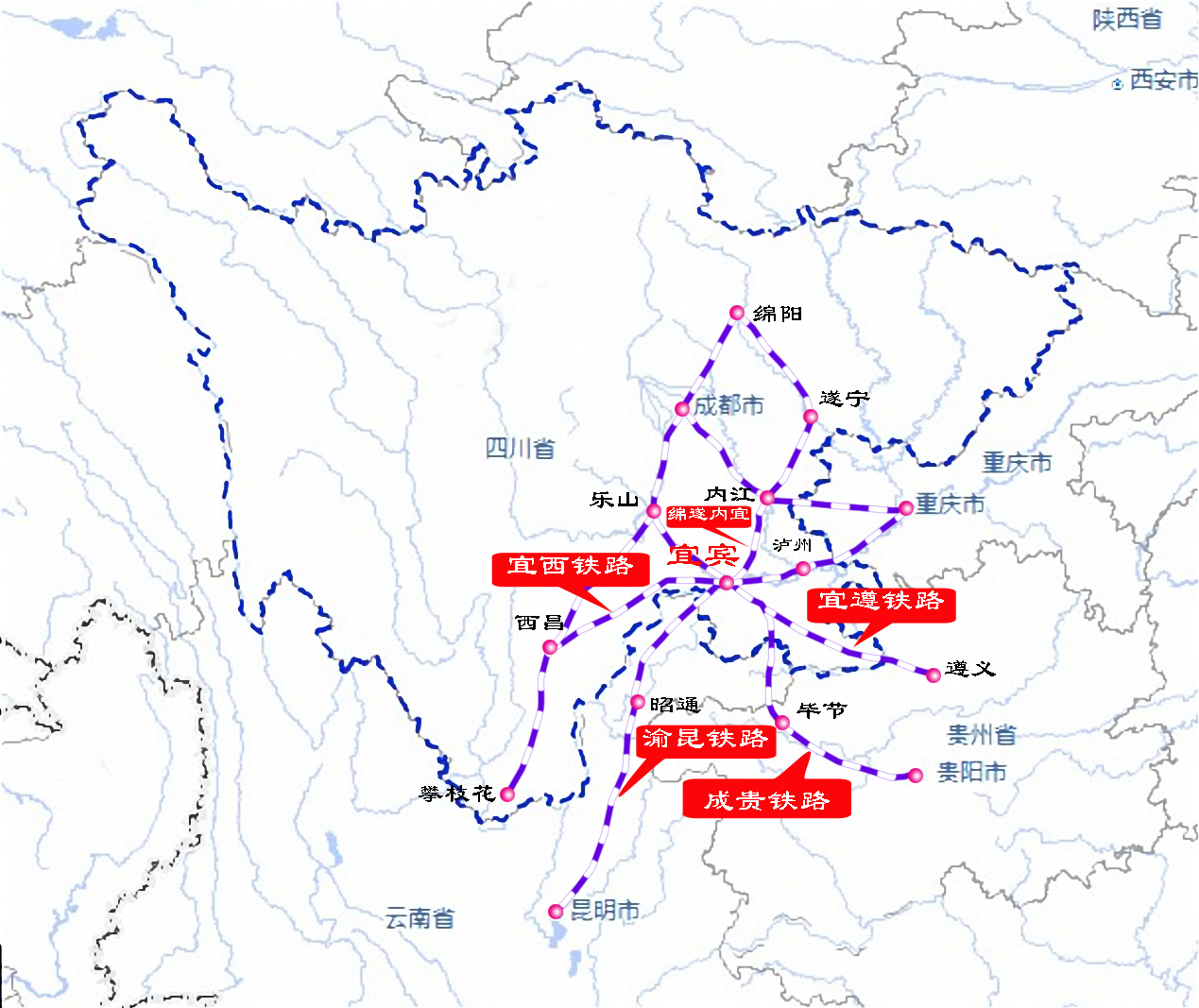 宜賓 鐵路網 示意圖 宜賓 鐵路網 示意圖