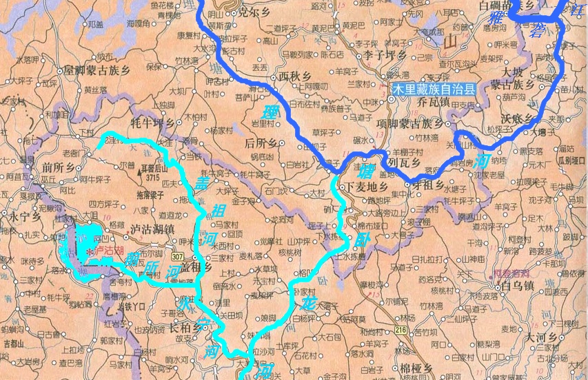 瀘沽湖地理位置及水系關係 瀘沽湖地理位置及水系關係