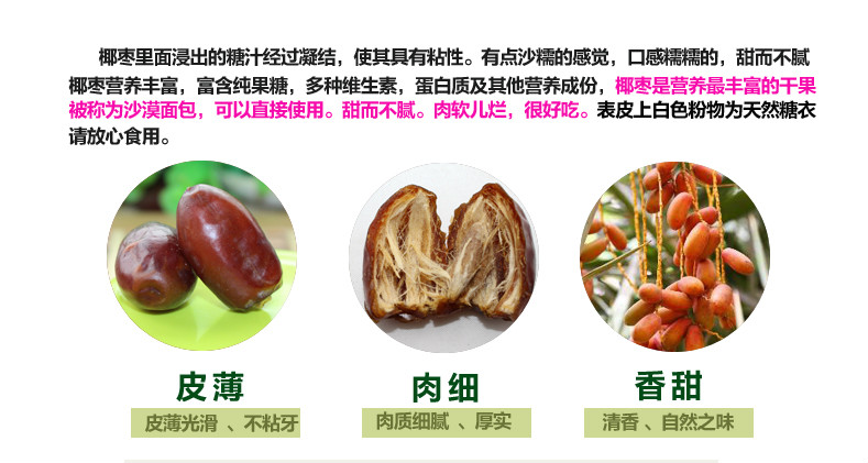 看起來誘人並將椰棗的特點進行敘述 看起來誘人並將椰棗的特點進行敘述