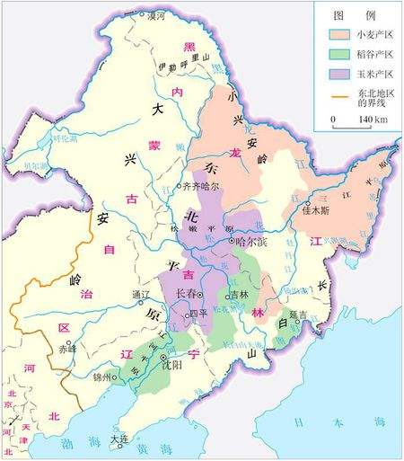 東北平原農業分布圖 東北平原農業分布圖