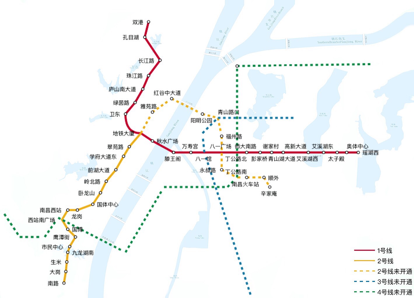 南昌捷運線網運營圖(截至2018年8月) 南昌捷運線網運營圖(截至2018年8月)