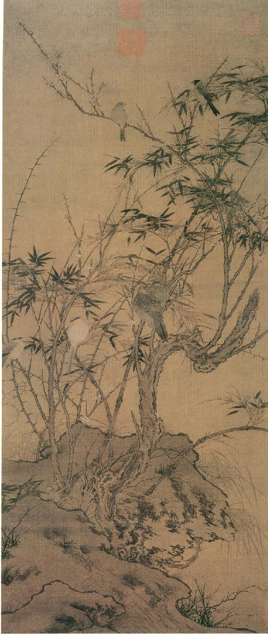 宋趙佶梅竹聚禽圖