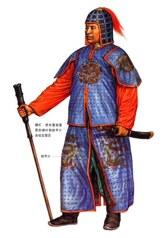明代後期士兵（手持三眼銃、穿布面甲）
