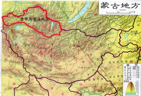 唐努烏梁海地圖 唐努烏梁海地圖