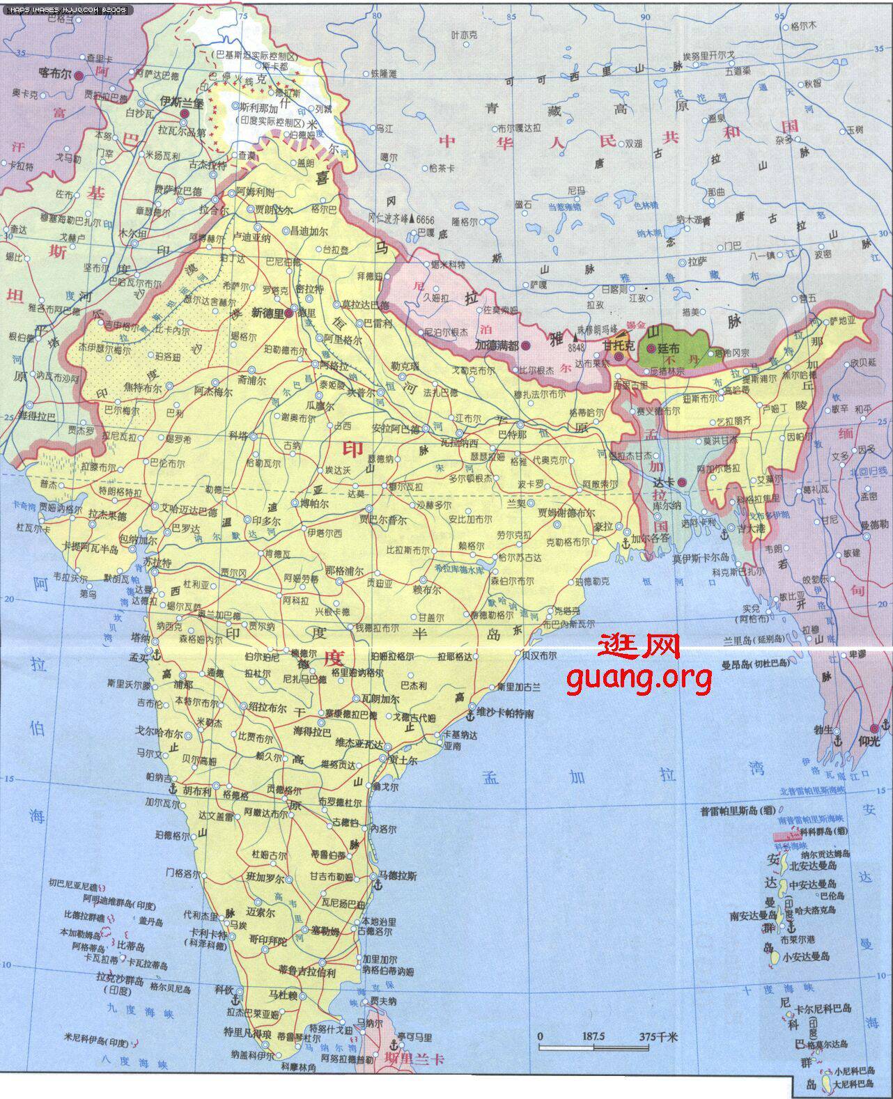 印度地圖 印度地圖
