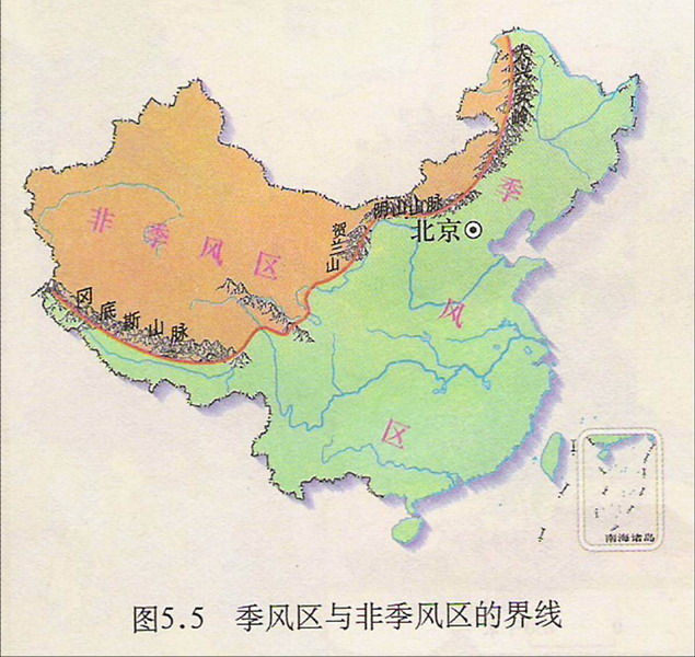 季風區與非季風區的界線 季風區與非季風區的界線