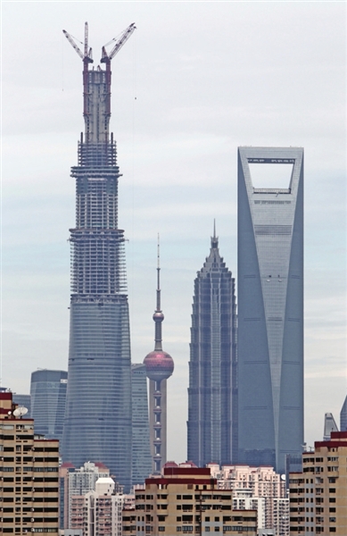 建設中的上海中心 建設中的上海中心
