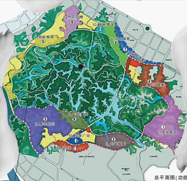 嘉州綠心公園功能分區示意圖