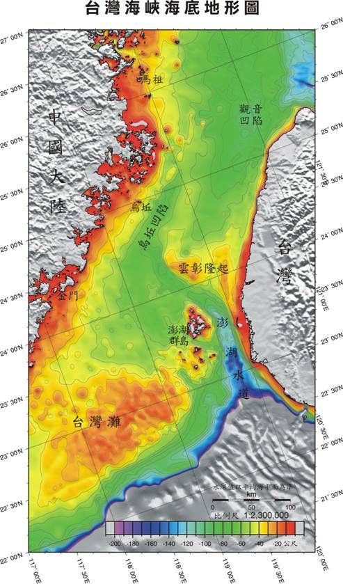 台灣海峽地形圖 台灣海峽地形圖