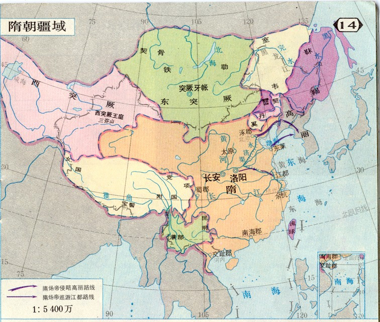 隋朝示疆域圖 隋朝示疆域圖