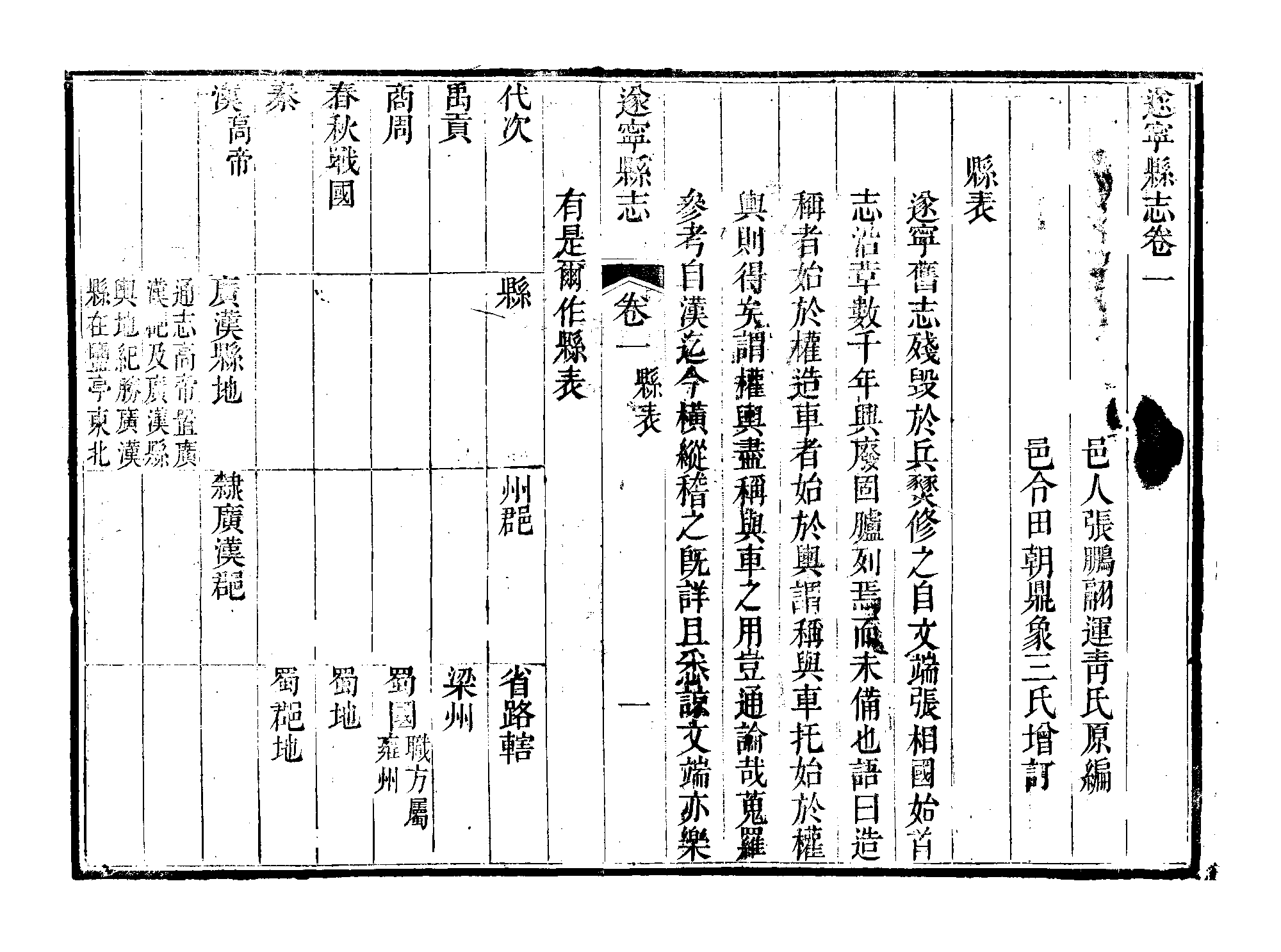 清乾隆十二年(1747)《遂寧縣誌》歷代沿革 清乾隆十二年(1747)《遂寧縣誌》歷代沿革