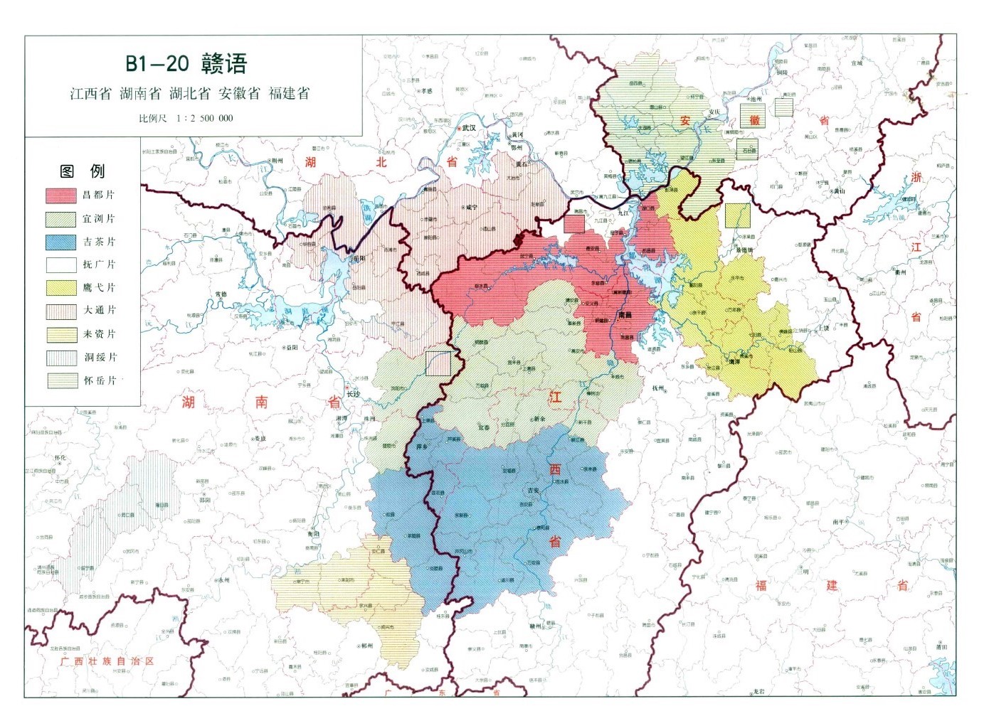 贛語分布圖
