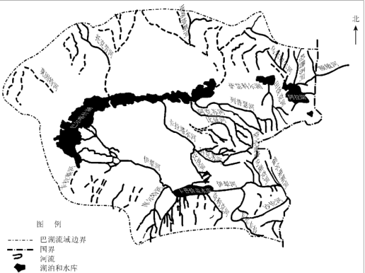 巴爾喀什湖-阿拉湖流域示意圖 巴爾喀什湖-阿拉湖流域示意圖