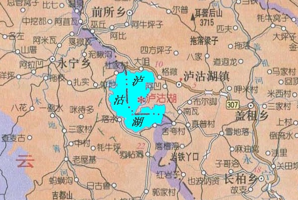 瀘沽湖地理位置示意圖 瀘沽湖地理位置示意圖