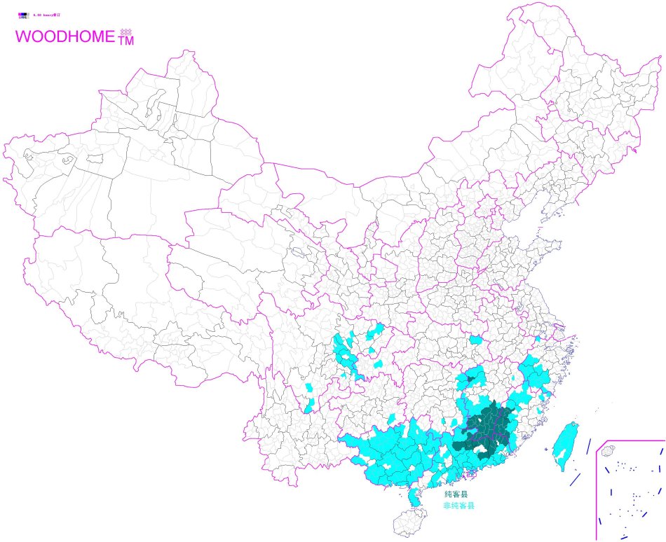 客家人在中國的分布圖 客家人在中國的分布圖