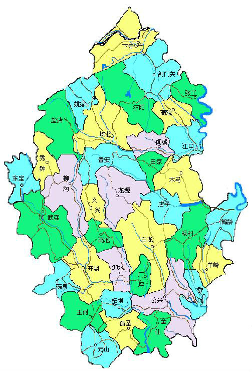 劍閣縣行政區劃（1995年）